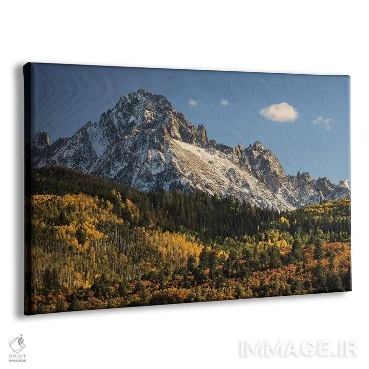 تابلو پاییز، درختان صنوبر و رشتهکوه اسنفِلز، جنگل ملی آنکامپاگره، کلرادو (۲) اثر آدام جونز - نمای پرسپکتیو محصول