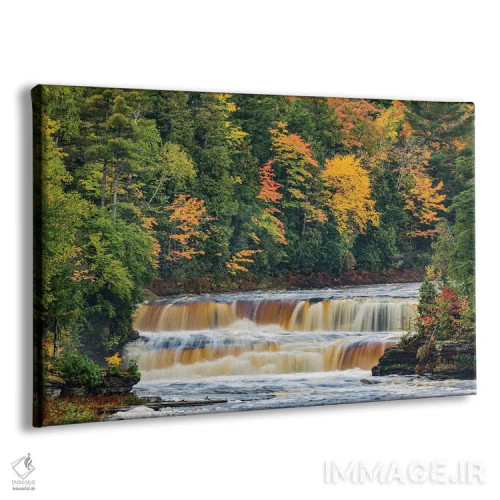 تابلو آبشار پلکانی در آبشار تاکوامنون در پاییز، پارک ایالتی آبشار تاکوامنون، میشیگان اثر آدام جونز - نمای پرسپکتیو محصول