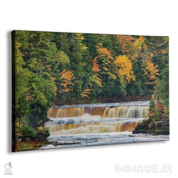 تابلو آبشار پلکانی در آبشار تاکوامنون در پاییز، پارک ایالتی آبشار تاکوامنون، میشیگان اثر آدام جونز - نمای پرسپکتیو محصول