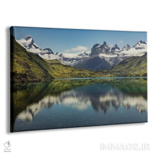 تابلو انعکاس کورنوس دل پائینه بر دریاچه، پارک ملی تورس دل پائینه، شیلی، پاتاگونیا اثر آدام جونز - نمای پرسپکتیو محصول