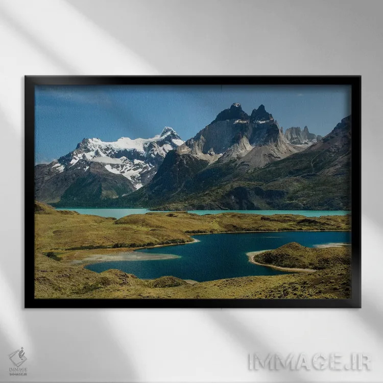 تابلو دریاچه لارجو نوردنسکیولد، پارک ملی تورس دل پائینه، شیلی، پاتاگونیا اثر آدام جونز - نمای قابدار مشکی