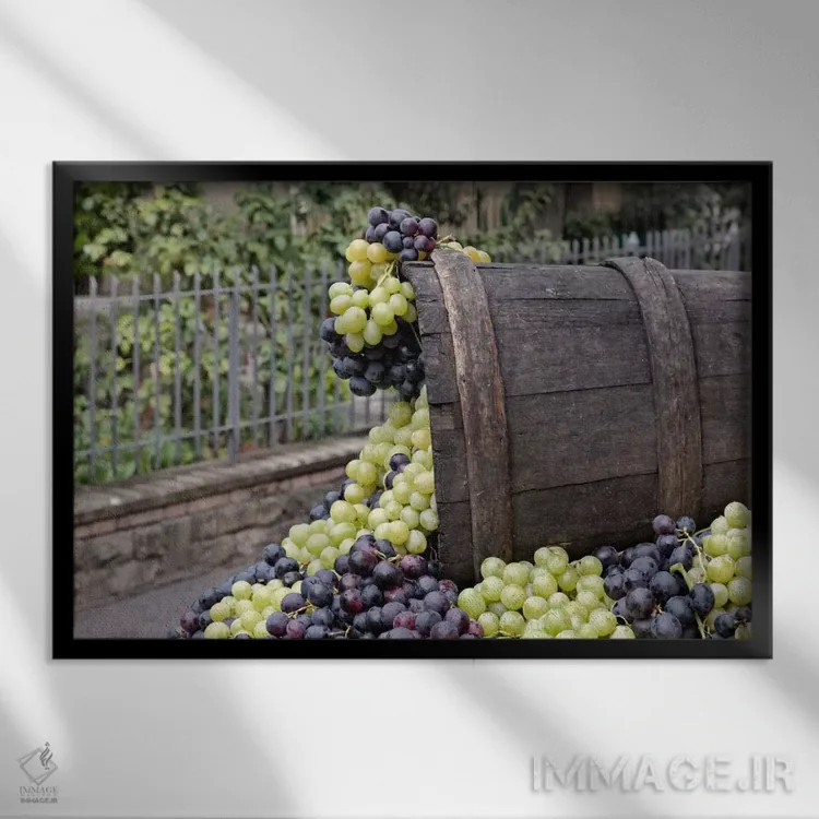 تابلو برداشت انگور (نمای نزدیک ۲)، جشن دلا اووا، ایمپرونتا، استان فلورانس، منطقه توسکانی، ایتالیا اثر آدام جونز - نمای قابدار مشکی