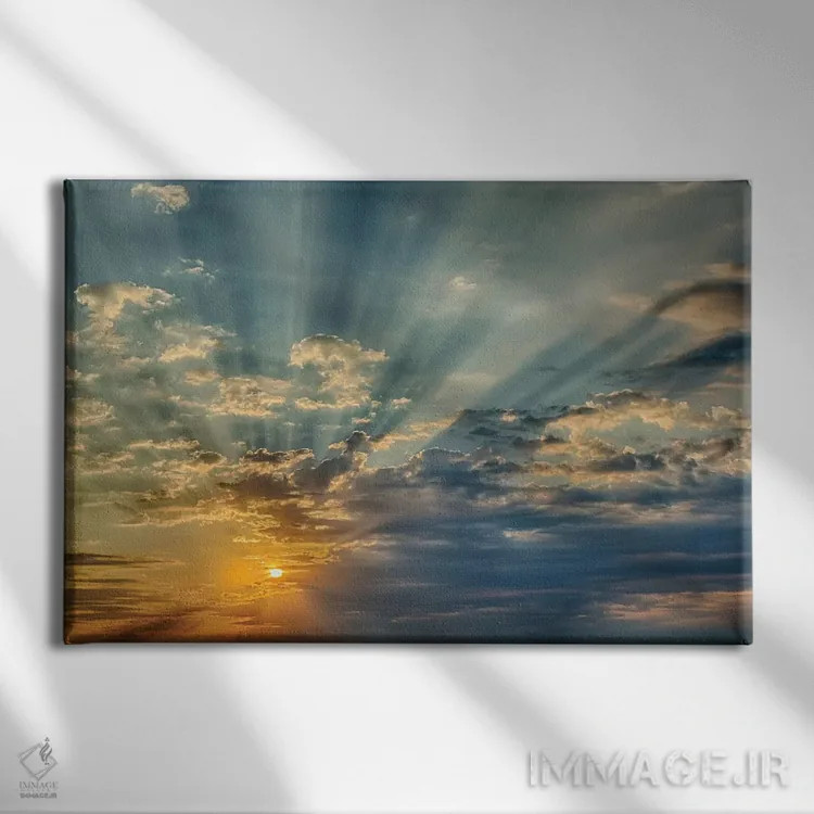 تابلو تابش پرتوهای خورشید از میان ابرها در غروب، سینسیناتی، اوهایو اثر آدام جونز - نمای روبهرو روی دیوار
