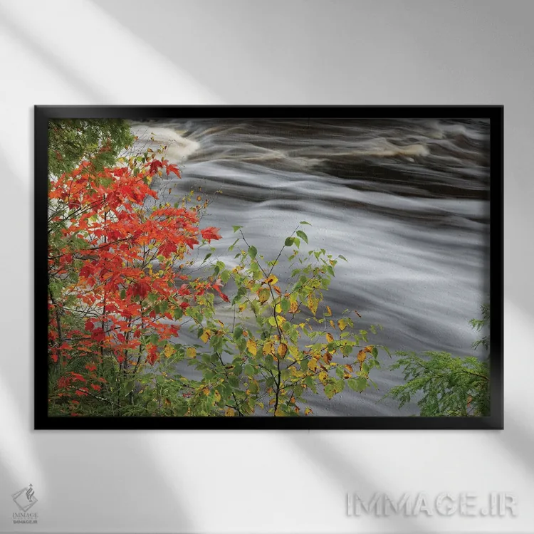 تابلو آبشار تاکوامنون، پارک ایالتی آبشار تاکوامنون، میشیگان اثر آدام جونز - نمای قابدار مشکی