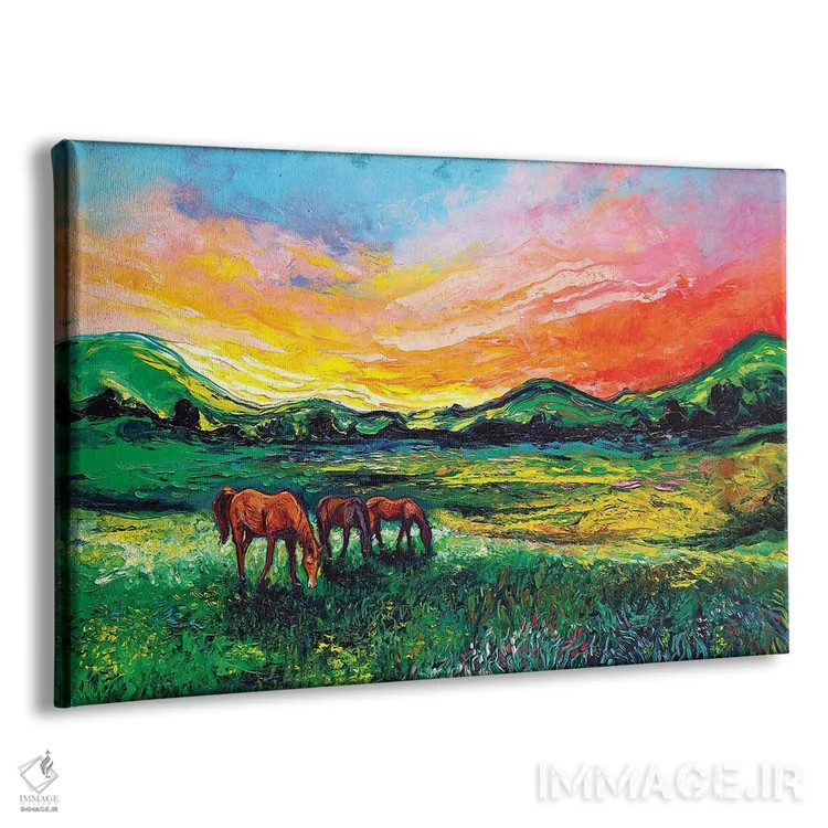 تابلو غروب چمنزار اثر آجا تریر - نمای پرسپکتیو محصول