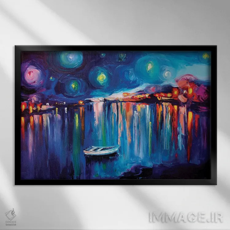 تابلو بندر نیمهشب بیست و دوم اثر آجا تریر - نمای قابدار مشکی