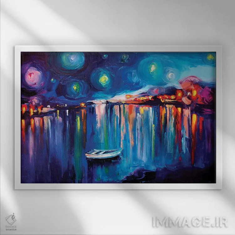 تابلو بندر نیمهشب بیست و دوم اثر آجا تریر - نمای قابدار سفید