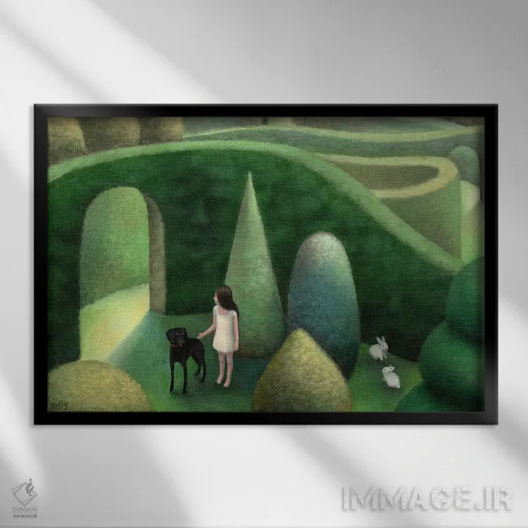 تابلو سگ سیاه اثر آنتوانت کلی - نمای قابدار مشکی