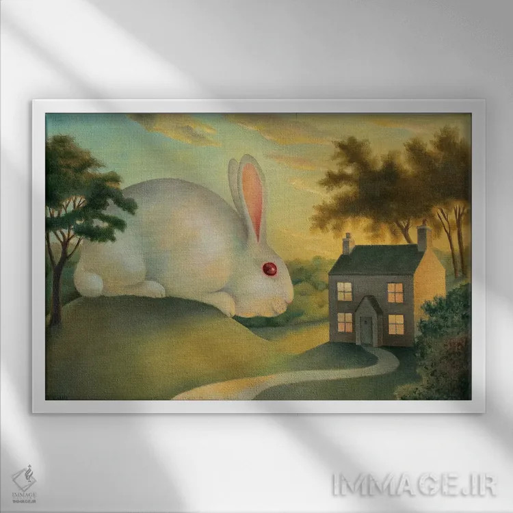 تابلو خرگوش بزرگ مراقب توست اثر آنتوانت کلی - نمای قابدار سفید
