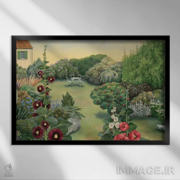 تابلو باغ فرانسوی اثر آنتوانت کلی - نمای قابدار مشکی