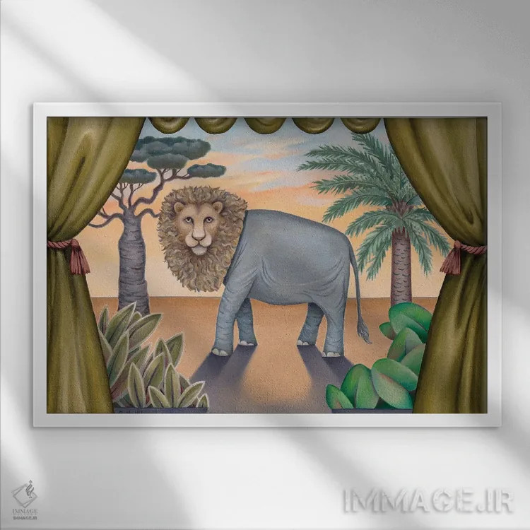 تابلو برایان شیر اثر آنتوانت کلی - نمای قابدار سفید