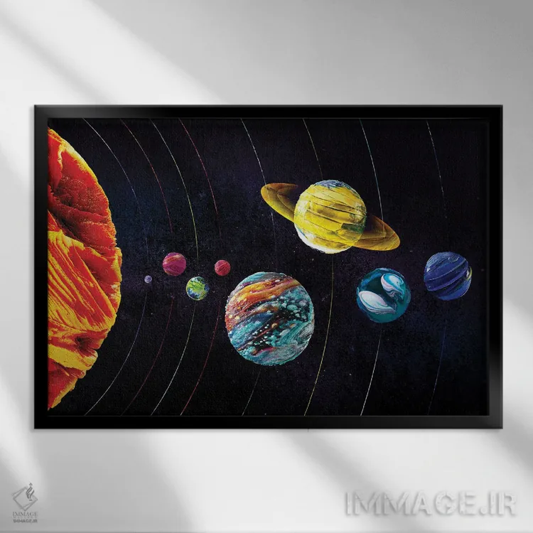 تابلو چشمانداز منظومه شمسی اثر نیکیتا آباکوموف - نمای قابدار مشکی