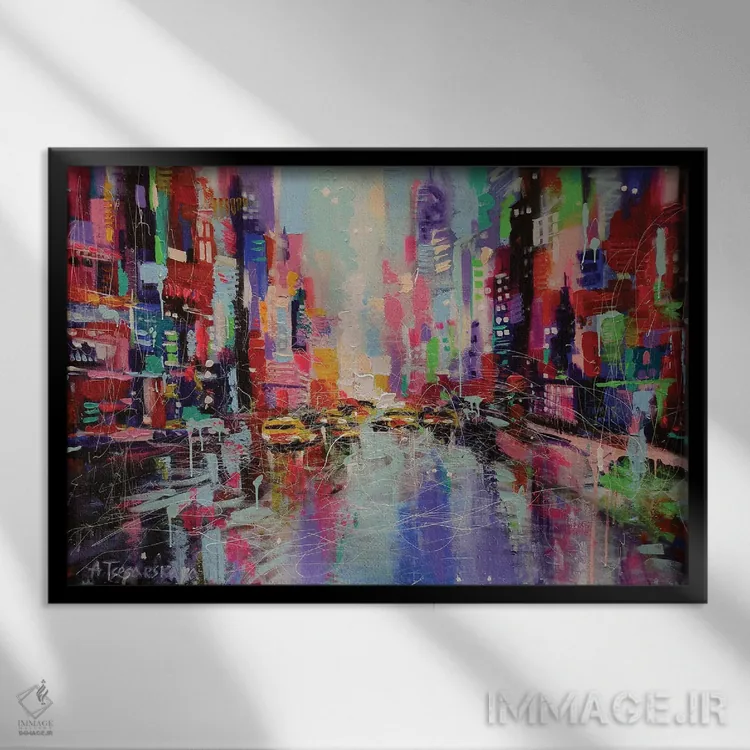 تابلو خیابان نیویورک اثر آلیاکساندرا تسسارسکایا - نمای قابدار مشکی