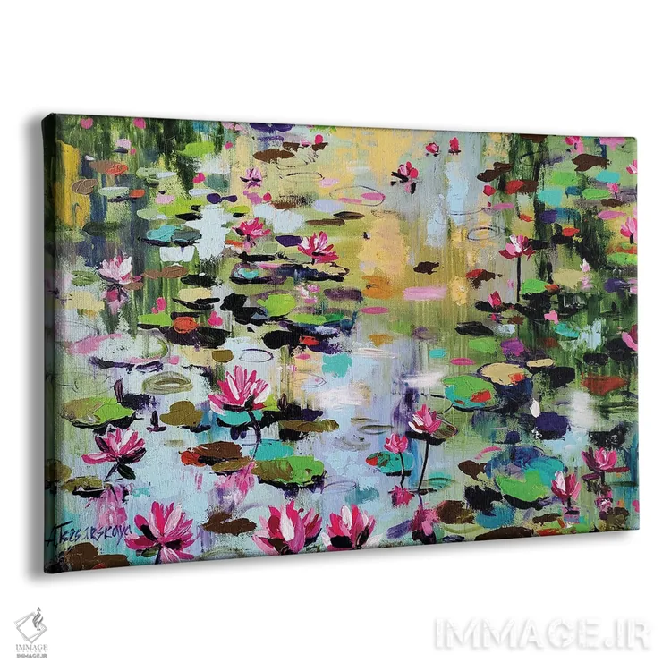 تابلو دریاچه با نیلوفرهای آبی اثر آلیاکساندرا تسسارسکایا - نمای پرسپکتیو محصول