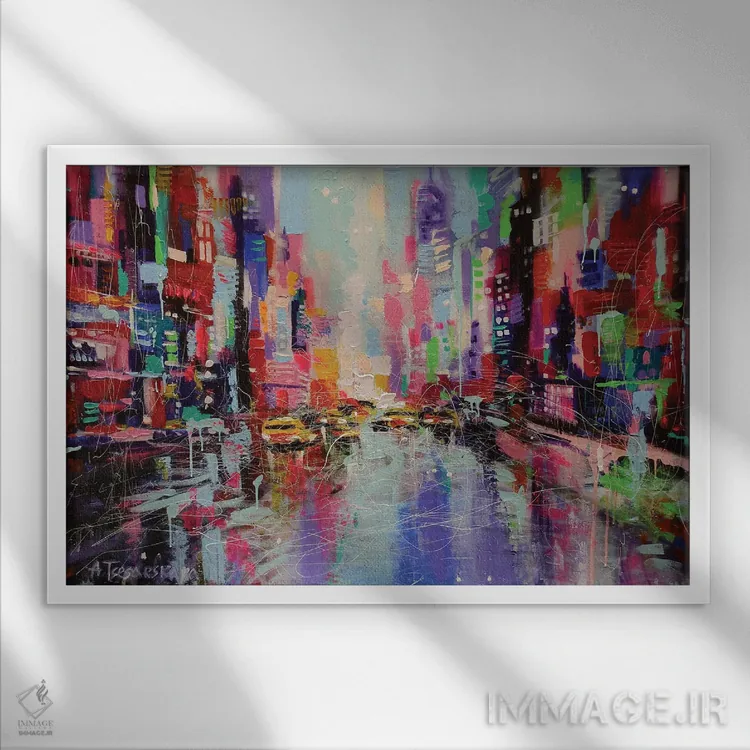 تابلو خیابان نیویورک اثر آلیاکساندرا تسسارسکایا - نمای قابدار سفید