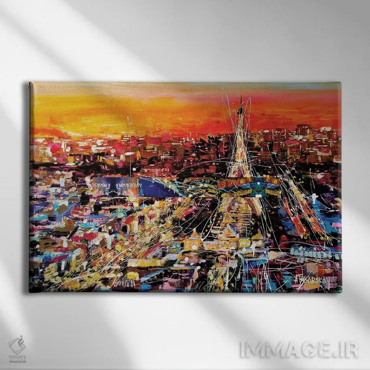 تابلو غروب در پاریس اثر آلیاکساندرا تسسارسکایا - نمای روبهرو روی دیوار