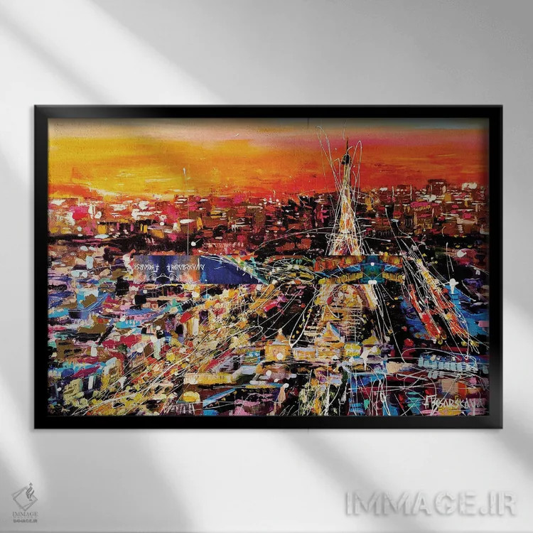 تابلو غروب در پاریس اثر آلیاکساندرا تسسارسکایا - نمای قابدار مشکی