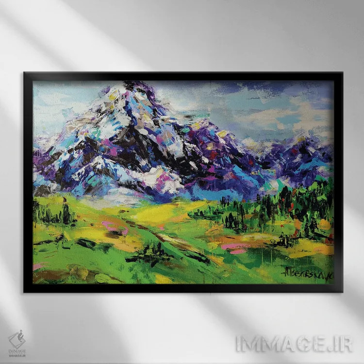 تابلو منظره با کوه اثر آلیاکساندرا تسسارسکایا - نمای قابدار مشکی