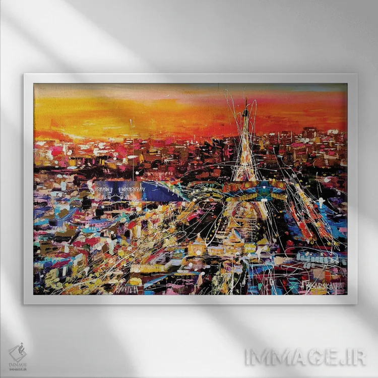 تابلو غروب در پاریس اثر آلیاکساندرا تسسارسکایا - نمای قابدار سفید
