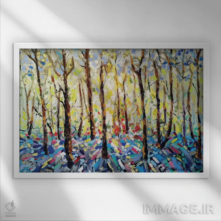 تابلو جنگل زمستانی اثر آلیاکساندرا تسسارسکایا - نمای قابدار سفید