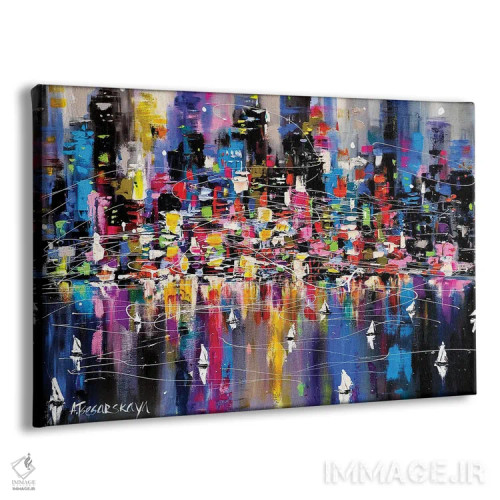 تابلو منظره شبانه شهر نیویورک اثر آلیاکساندرا تسسارسکایا - نمای پرسپکتیو محصول