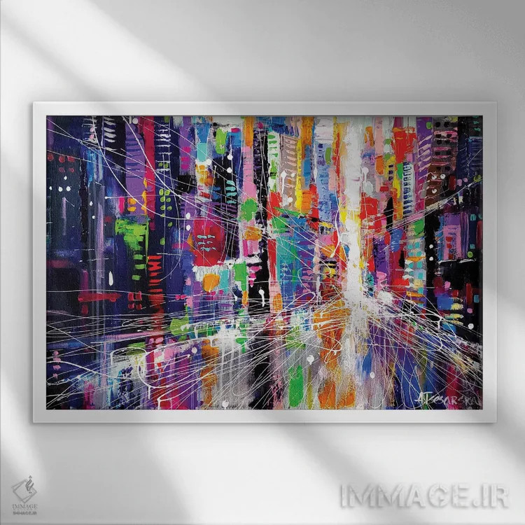 تابلو زندگی بزرگ در نیویورک اثر آلیاکساندرا تسسارسکایا - نمای قابدار سفید