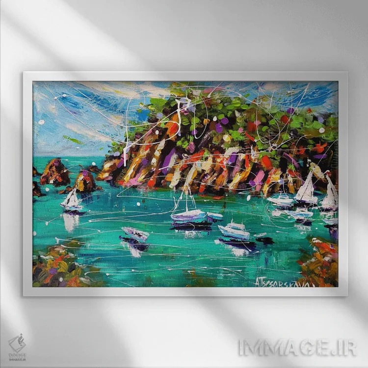 تابلو جزیرهٔ مایورکا اثر آلیاکساندرا تسسارسکایا - نمای قابدار سفید