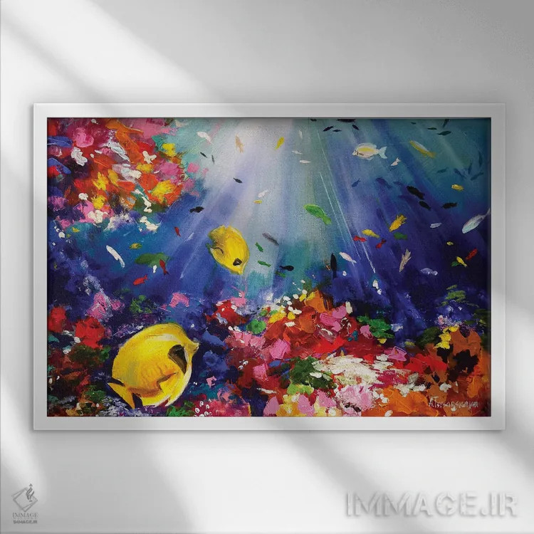 تابلو اعماق جادویی دریا اثر آلیاکساندرا تسسارسکایا - نمای قابدار سفید