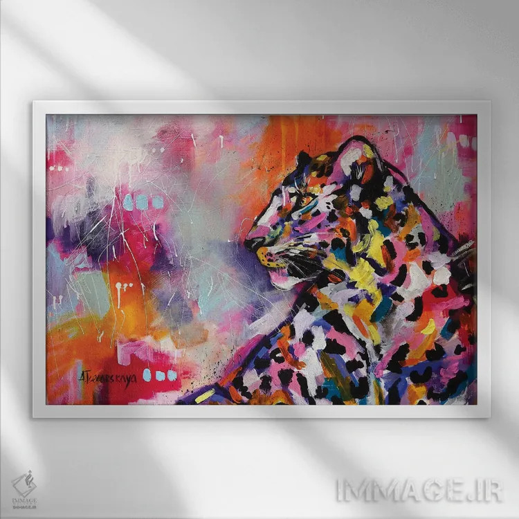 تابلو پلنگ اثر آلیاکساندرا تسسارسکایا - نمای قابدار سفید