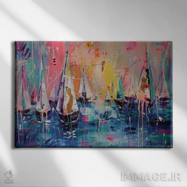 تابلو قایقها اثر آلیاکساندرا تسسارسکایا - نمای روبهرو روی دیوار