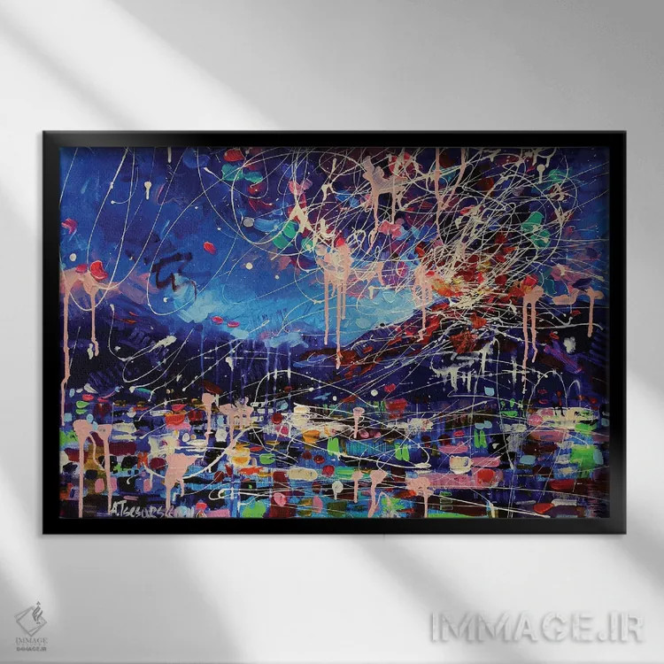 تابلو آتشفشان اثر آلیاکساندرا تسسارسکایا - نمای قابدار مشکی