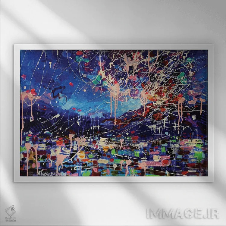 تابلو آتشفشان اثر آلیاکساندرا تسسارسکایا - نمای قابدار سفید