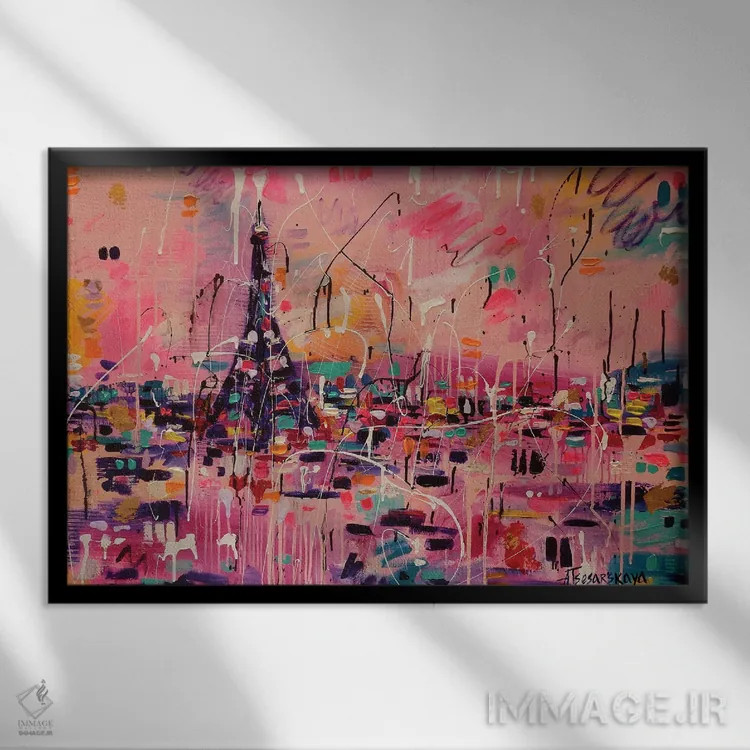 تابلو پاریس عاشقانه اثر آلیاکساندرا تسسارسکایا - نمای قابدار مشکی