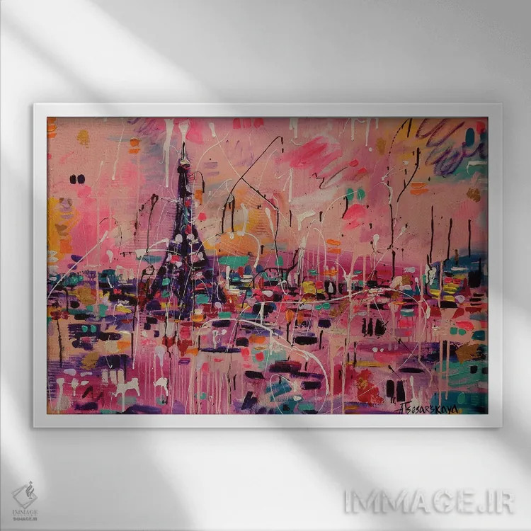 تابلو پاریس عاشقانه اثر آلیاکساندرا تسسارسکایا - نمای قابدار سفید