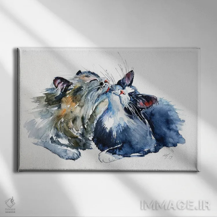 تابلو گربهها اثر آنا بریجیتا کوواچ - نمای روبهرو روی دیوار