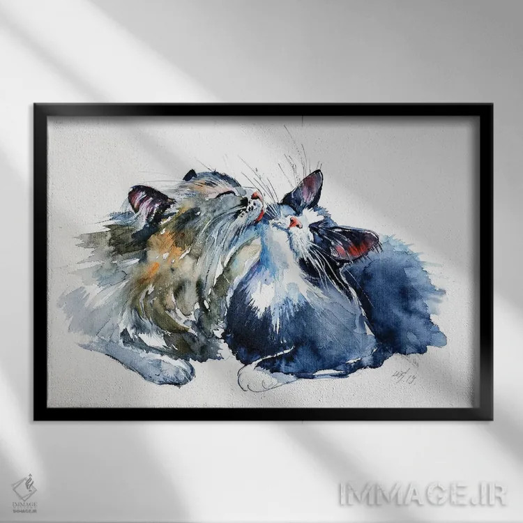 تابلو گربهها اثر آنا بریجیتا کوواچ - نمای قابدار مشکی