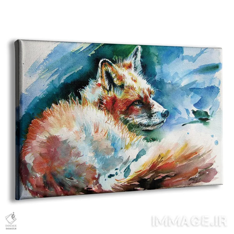 تابلو روباه قرمز در حال استراحت اثر آنا بریجیتا کوواچ - نمای پرسپکتیو محصول