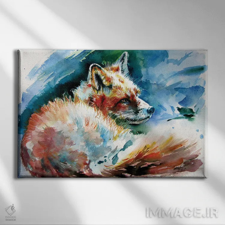 تابلو روباه قرمز در حال استراحت اثر آنا بریجیتا کوواچ - نمای روبهرو روی دیوار