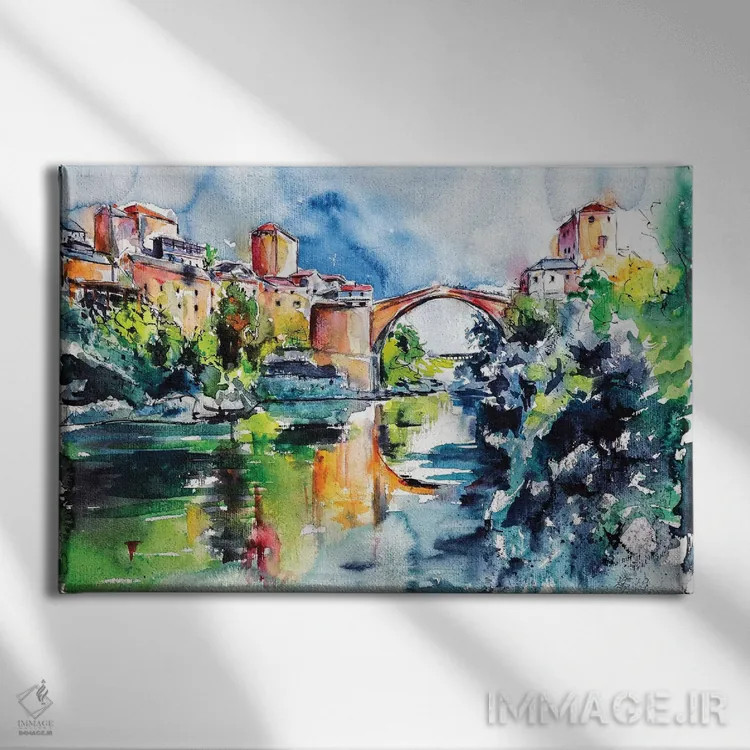 تابلو پل موستار اثر آنا بریجیتا کوواچ - نمای روبهرو روی دیوار