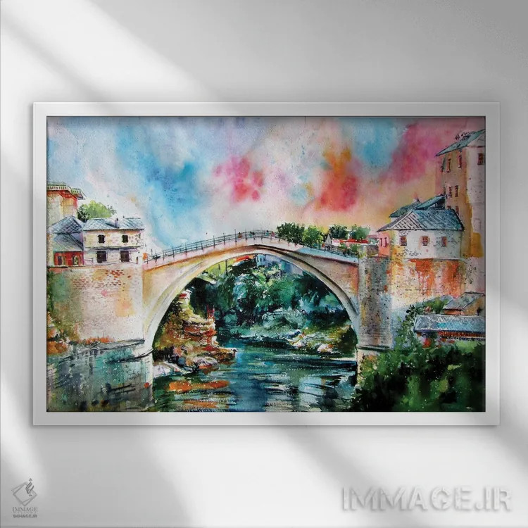 تابلو پل موستار ۲ اثر آنا بریجیتا کوواچ - نمای قابدار سفید