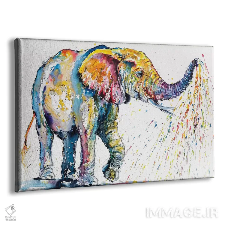 تابلو فیل رنگارنگ بازیگوش اثر آنا بریجیتا کوواچ - نمای پرسپکتیو محصول