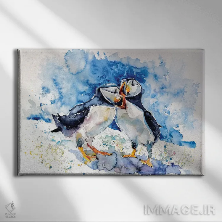 تابلو پافینها (پرنده دریایی) اثر آنا بریجیتا کوواچ - نمای روبهرو روی دیوار