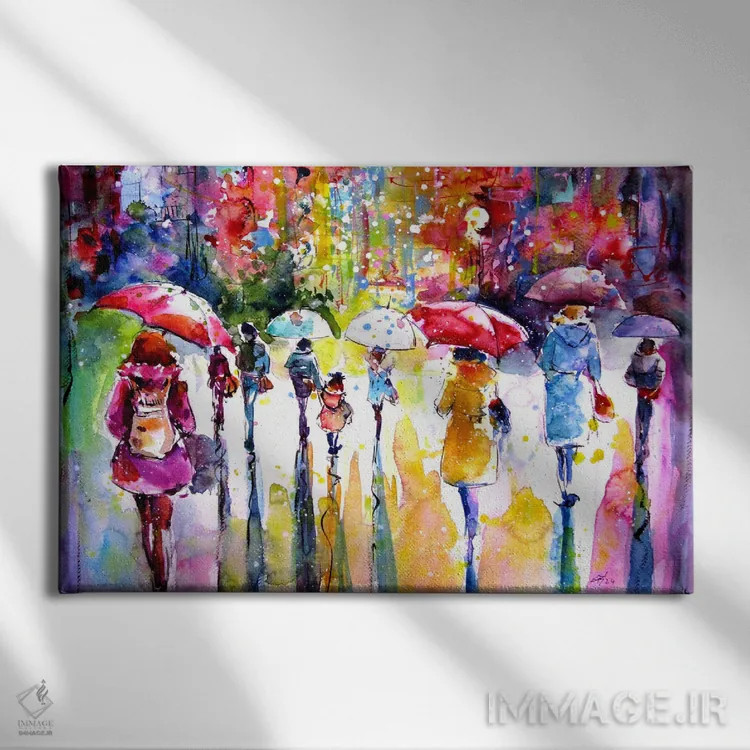 تابلو روز بارانی شاد اثر آنا بریجیتا کوواچ - نمای روبهرو روی دیوار