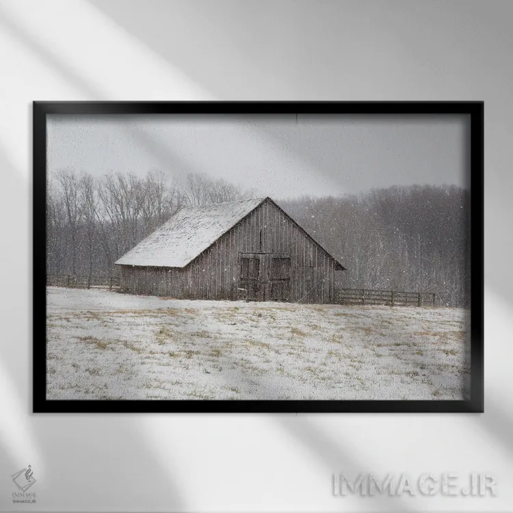 تابلو اولین برف اثر الدندا - نمای قابدار مشکی