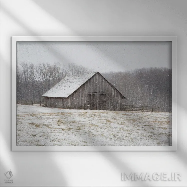 تابلو اولین برف اثر الدندا - نمای قابدار سفید