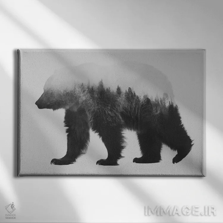 تابلو بیورن ۱ (سیاه و سفید) اثر آندریاس لیه - نمای روبهرو روی دیوار