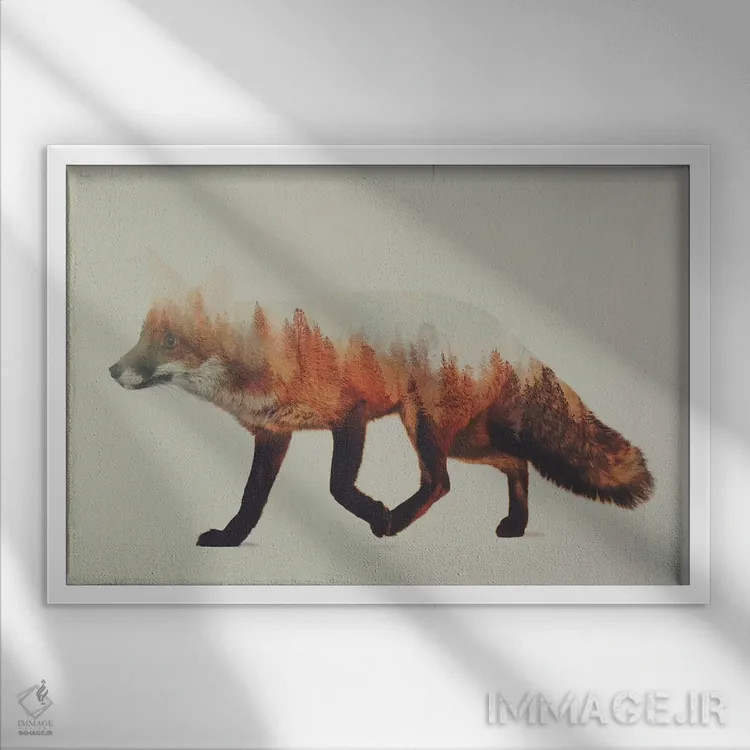 تابلو روباه ۱ اثر آندریاس لیه - نمای قابدار سفید