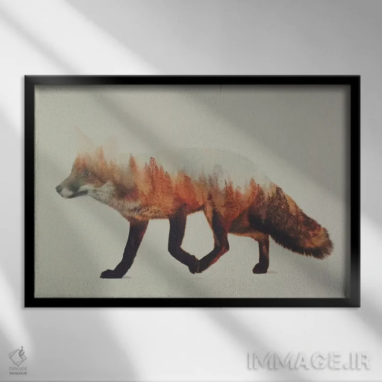 تابلو روباه ۱ اثر آندریاس لیه - نمای قابدار مشکی