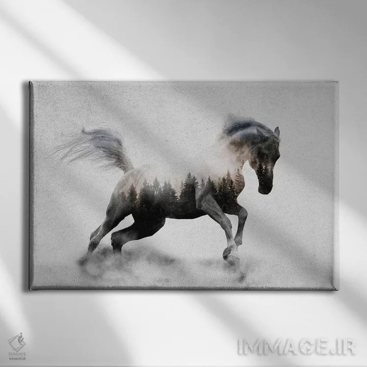 تابلو اسب I اثر آندریاس لیه - نمای روبهرو روی دیوار