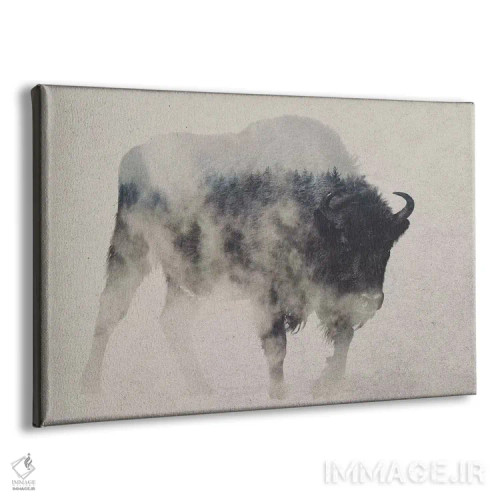 تابلو گاومیش آمریکایی در مه غلیظ اثر آندریاس لیه - نمای پرسپکتیو محصول